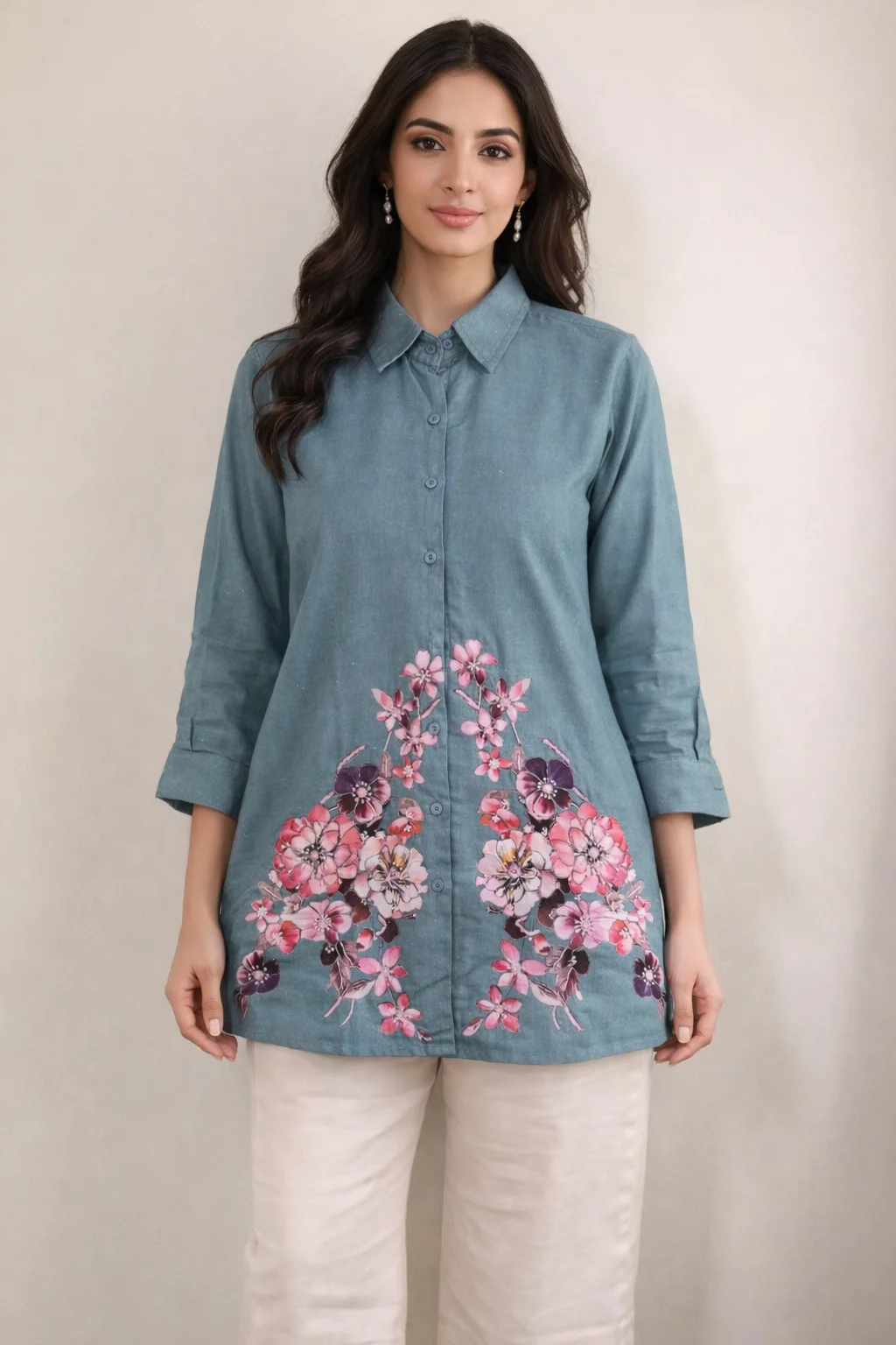 Rabistha Teal Blossom Handcrafted Co-Ord Set