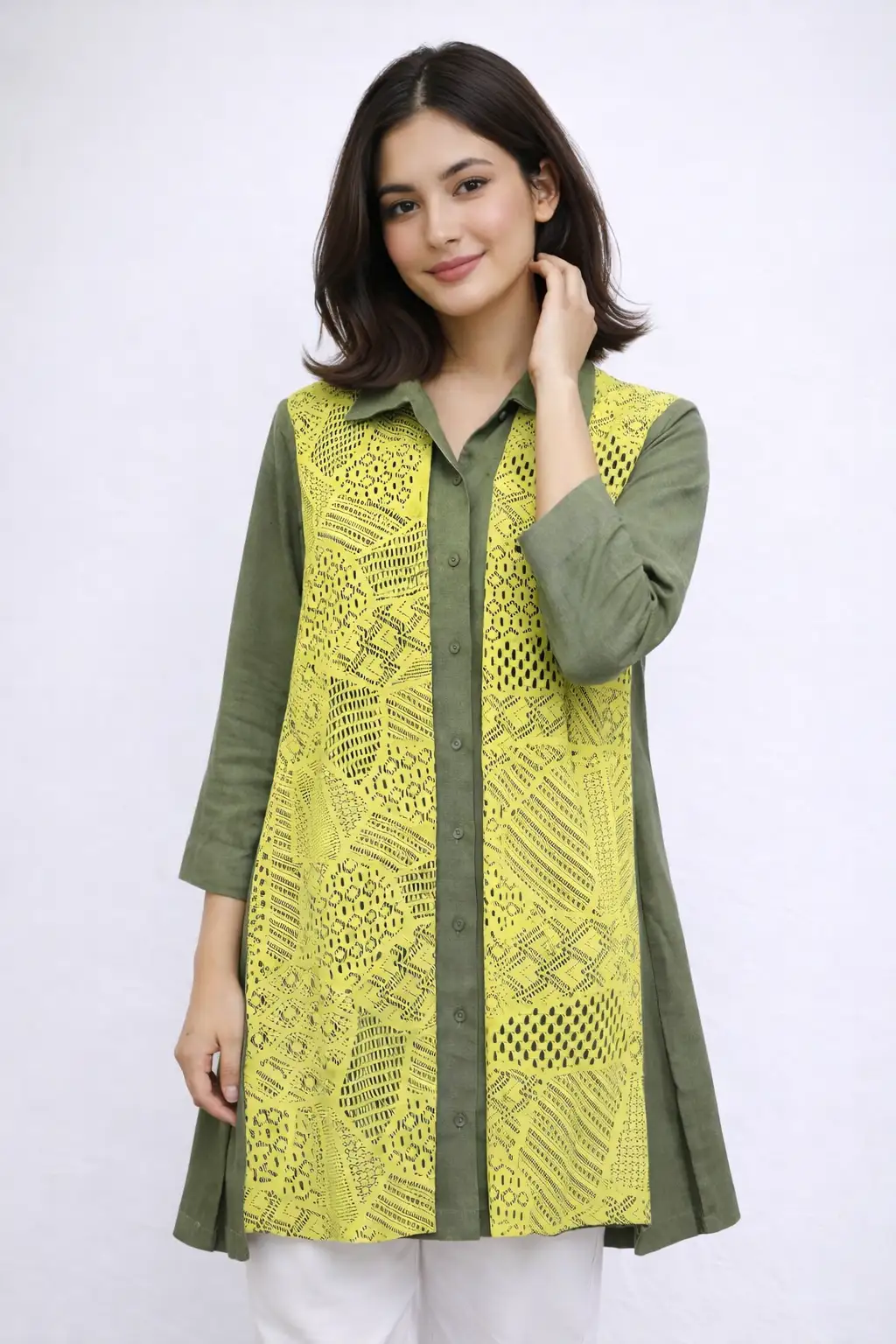 Lime Contrast Panel Co-Ord Set