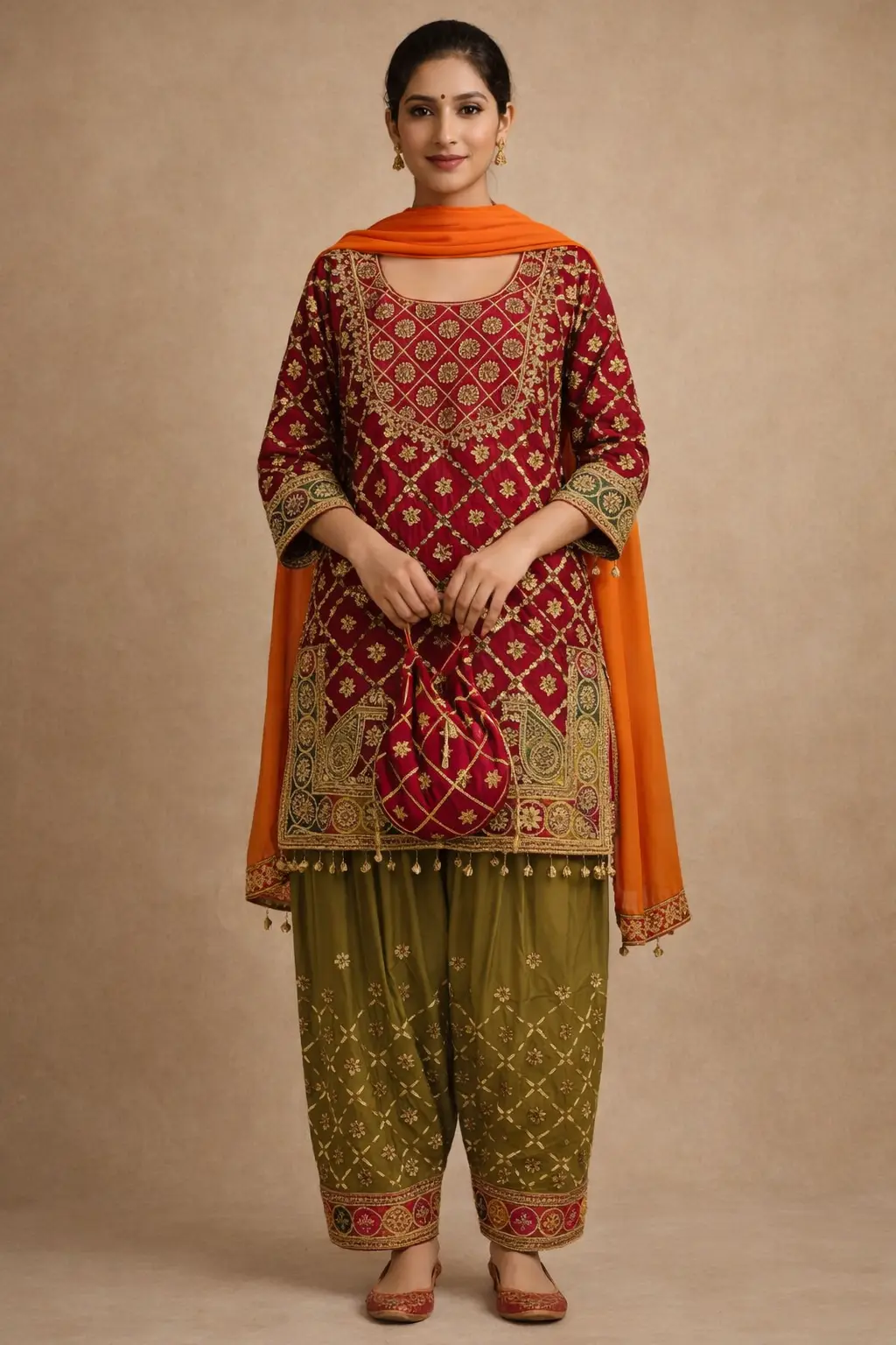 Gota Embroidered Kurta Set with Dupatta