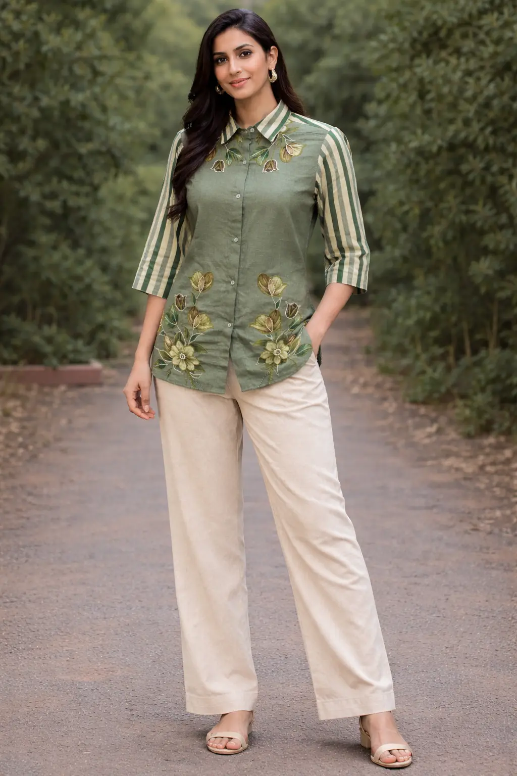 Forest Bloom Embroidered Co-Ord Set